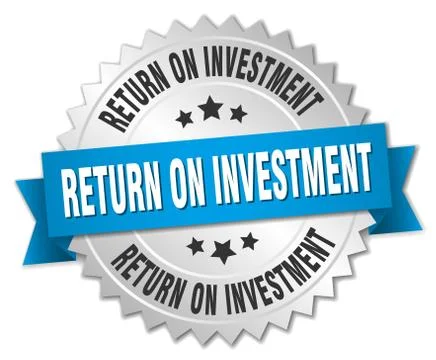 Return on investment round isolated silver badge Illustrazione stock
