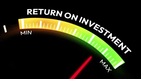 Return on Investment Speedometer 4k animation with a needle showing maximum Stock Footage 291277459