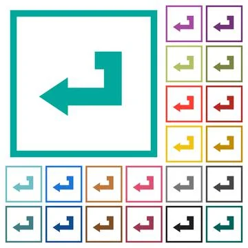 Return key flat color icons with quadrant frames イラスト素材