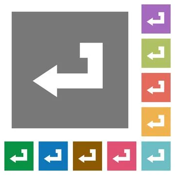 Return key square flat icons Stock Illustration