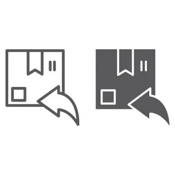 Return line and glyph icon, parcel and delivery, package sign, vector graphics Stock Illustration