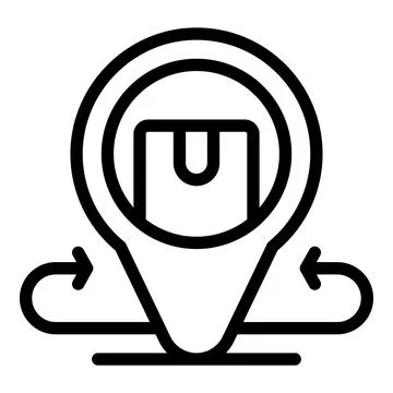 Return location icon outline vector. Delivery box 스톡 일러스트