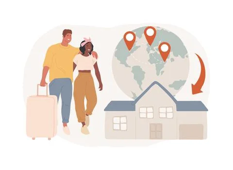 Return migration isolated concept vector illustration. Ilustración de archivo