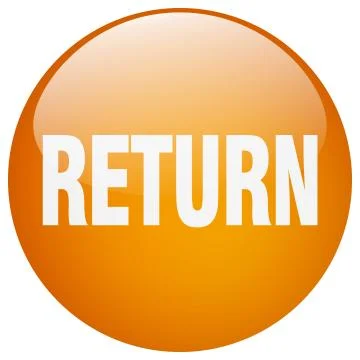 Return orange round gel isolated push button Illustrazione stock
