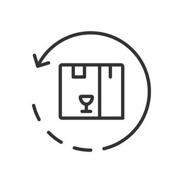 Return package icon in line design. return, package, delivery, box, logistics Stock Illustration