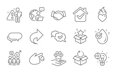 Return package, Seo idea and Heart flame icons set. Loyalty program, Business Stockillustratie