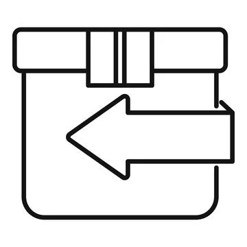 Return parcel with arrow sign pointing left indicating return shipping Stock Illustration