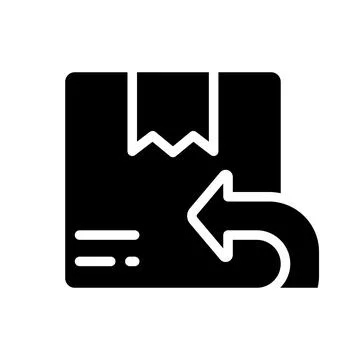 Return parcel black glyph icon Illustrazione stock