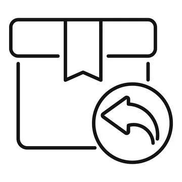 Return parcel icon, parcel returning outline icon design Illustrazione stock