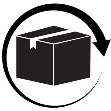 Return parcel icon on white background. package tracking symbol. Illustrazione stock