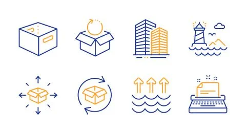 Return parcel, Parcel delivery and Evaporation icons set. Vector Stock Illustration