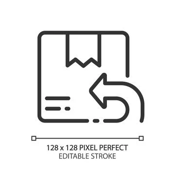 Return parcel pixel perfect linear icon Stock Illustration