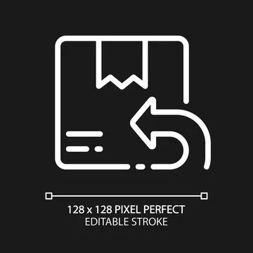 Return parcel pixel perfect white linear icon for dark theme 스톡 일러스트