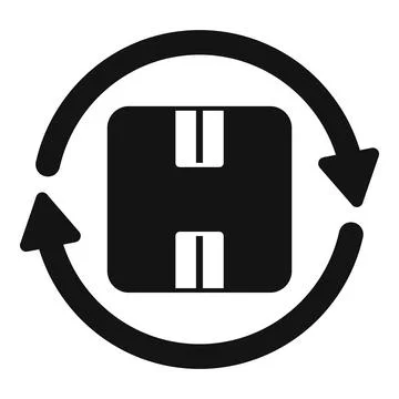 Return parcel rotating arrows around cardboard box icon Stockillustratie