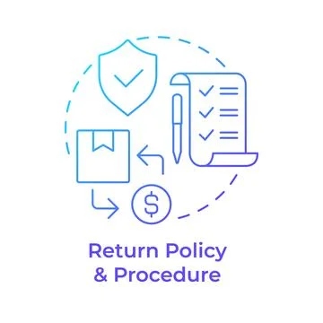 Return policy and procedure blue gradient concept icon Stock Illustration