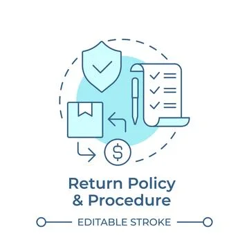 Return policy and procedure soft blue concept icon Stock Illustration