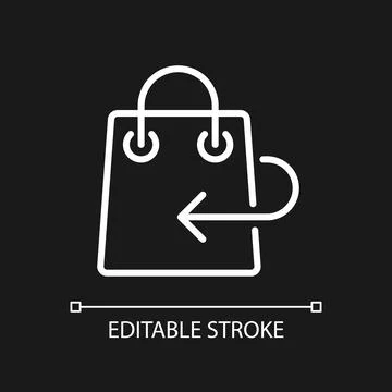 Return policy pixel perfect white linear icon for dark theme Stock Illustration