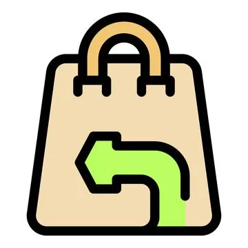 Return policy, shopping bag with return arrow sign Stock Illustration