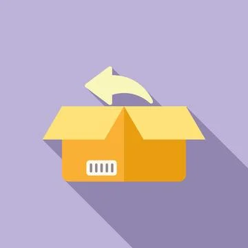 Return product box icon flat vector. Parcel delivery 库存插图