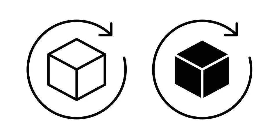 Return purchase icon solid, line, and editable vector set. イラスト素材