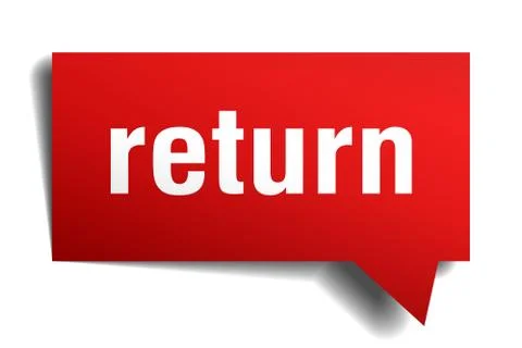Return red 3d speech bubble Stock Illustration