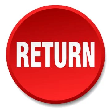 Return red round flat isolated push button Illustrazione stock