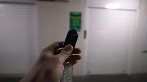 Return rent car key at the evening droping key in a box Video stock 106451002