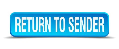 Return to sender blue 3d realistic square isolated button Illustrazione stock