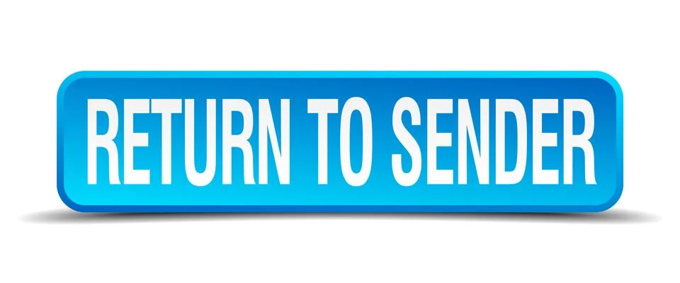 Return to sender blue 3d realistic square isolated button Stock Illustration