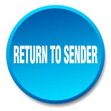 Return to sender blue round flat isolated push button Illustrazione stock
