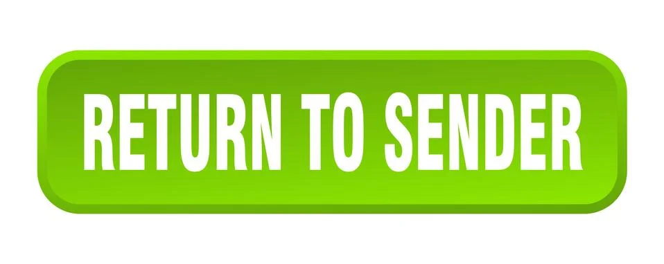 Return to sender button. return to sender square 3d push button Illustrazione stock