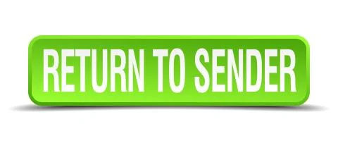 Return to sender green 3d realistic square isolated button Illustrazione stock