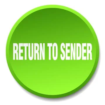 Return to sender green round flat isolated push button Illustrazione stock