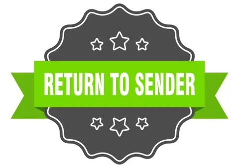 Return to sender isolated seal. return to sender green label. return to sende Stock-Illustration