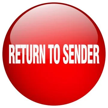 Return to sender red round gel isolated push button Illustrazione stock
