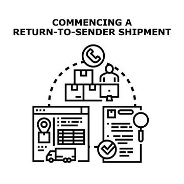 Return to sender shipment processing and delivery concept Stock Illustration