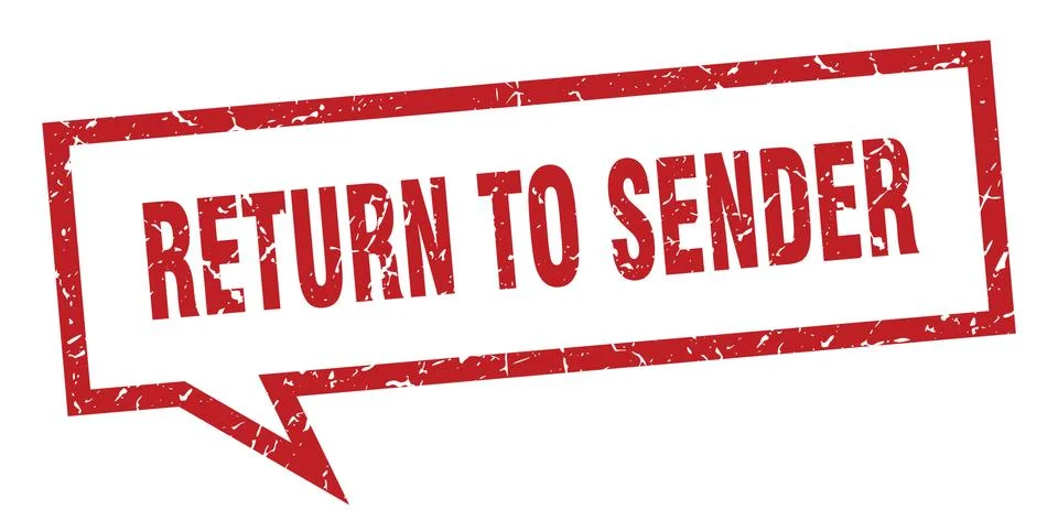 Return to sender sign. return to sender square speech bubble. return to sende Stock-Illustration