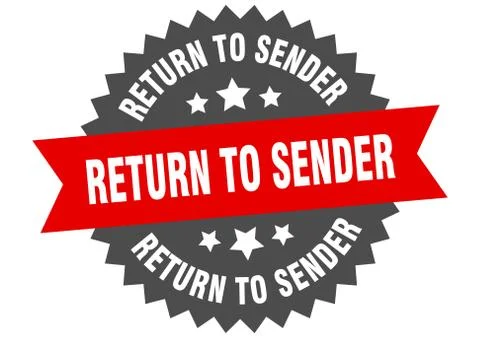 Return to sender sign. return to sender red-black circular band label Stock Illustration