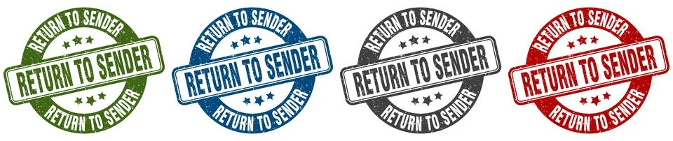 Return to sender stamp. return to sender round stamp set isolated on white .. Stock Illustration