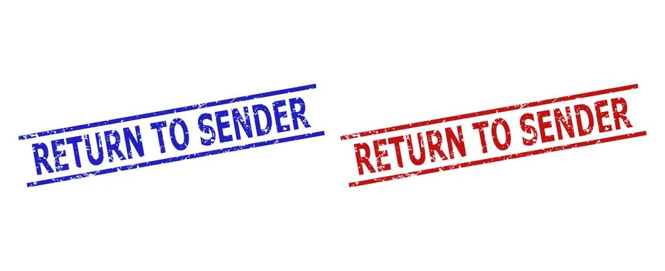 RETURN TO SENDER Stamp Seals with Corroded Texture and Parallel Lines Stock Illustration