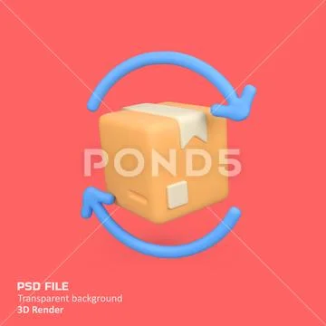 Return shipping of cardboard isolated 3d render icon illustration PSD Template