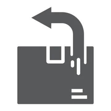 Return shipping glyph icon, logistic and delivery, package box return sign 스톡 일러스트