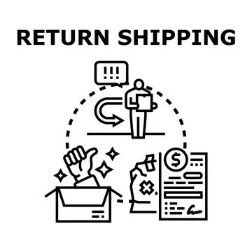 Return shipping process with refund and product exchange Illustration