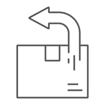 Return shipping thin line icon, logistic and delivery, package box return sign Illustrazione stock