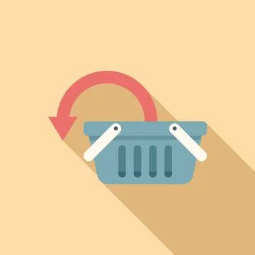 Return shop basket icon flat vector. Box product Illustration