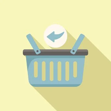 Return shop basket icon flat vector. Parcel product Stock Illustration