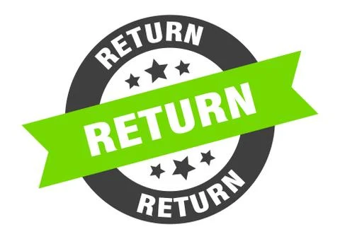 Return sign. return black-green round ribbon sticker Illustrazione stock
