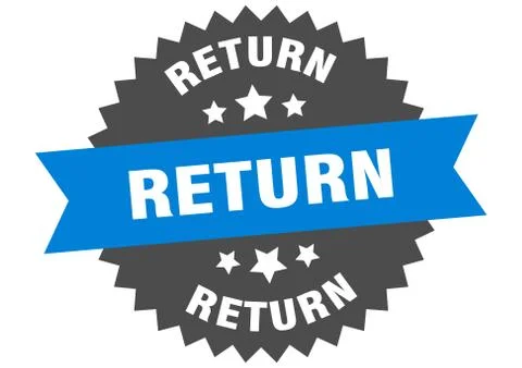Return sign. return blue-black circular band label Illustrazione stock