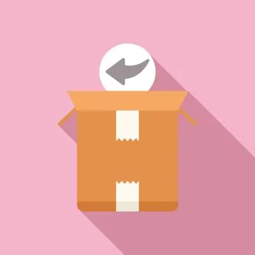 Return stock box icon flat vector. Parcel delivery Stock Illustration