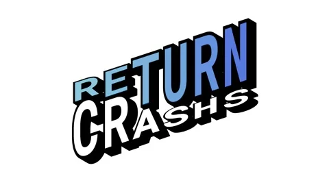 RETURN vs CRASHS, 3D Text Animation in Isometric View with Opposite Word Motion Stock Footage 314263878